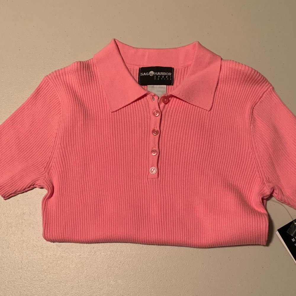NWT Pink PM Sag Harbor Knit Sport blouse
